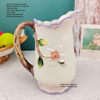 Bình Cắm Hoa Đắp Nổi Chim Hoa - Hàng Thủ Công Cao Cấp